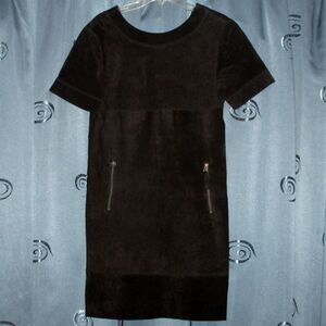 Vintage 'Neiman Marcus Exclusive' Smooth Suede Leather Minimalist Box Dress